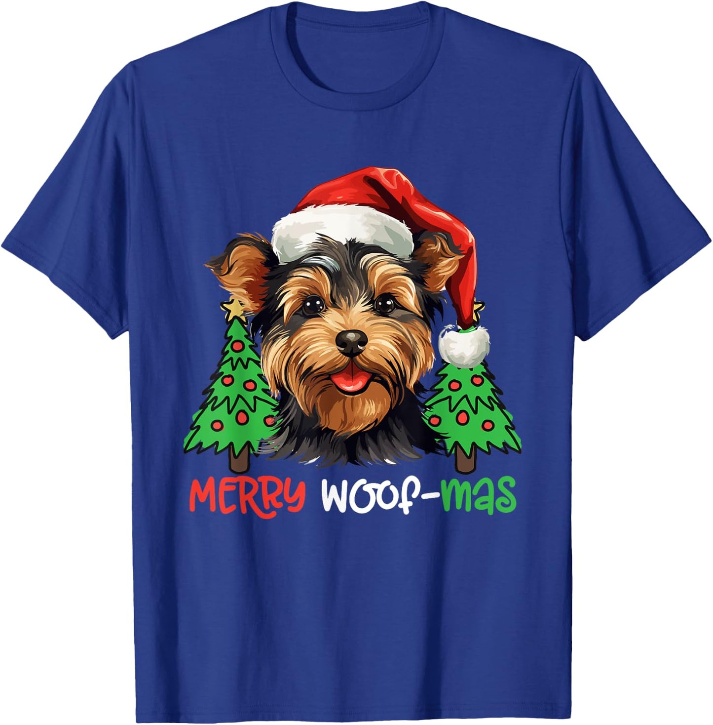 Yorkshire Terrier Yorkie Merry Woof-mas Christmas X-mas T-Shirt - T-Shirt | Royal
