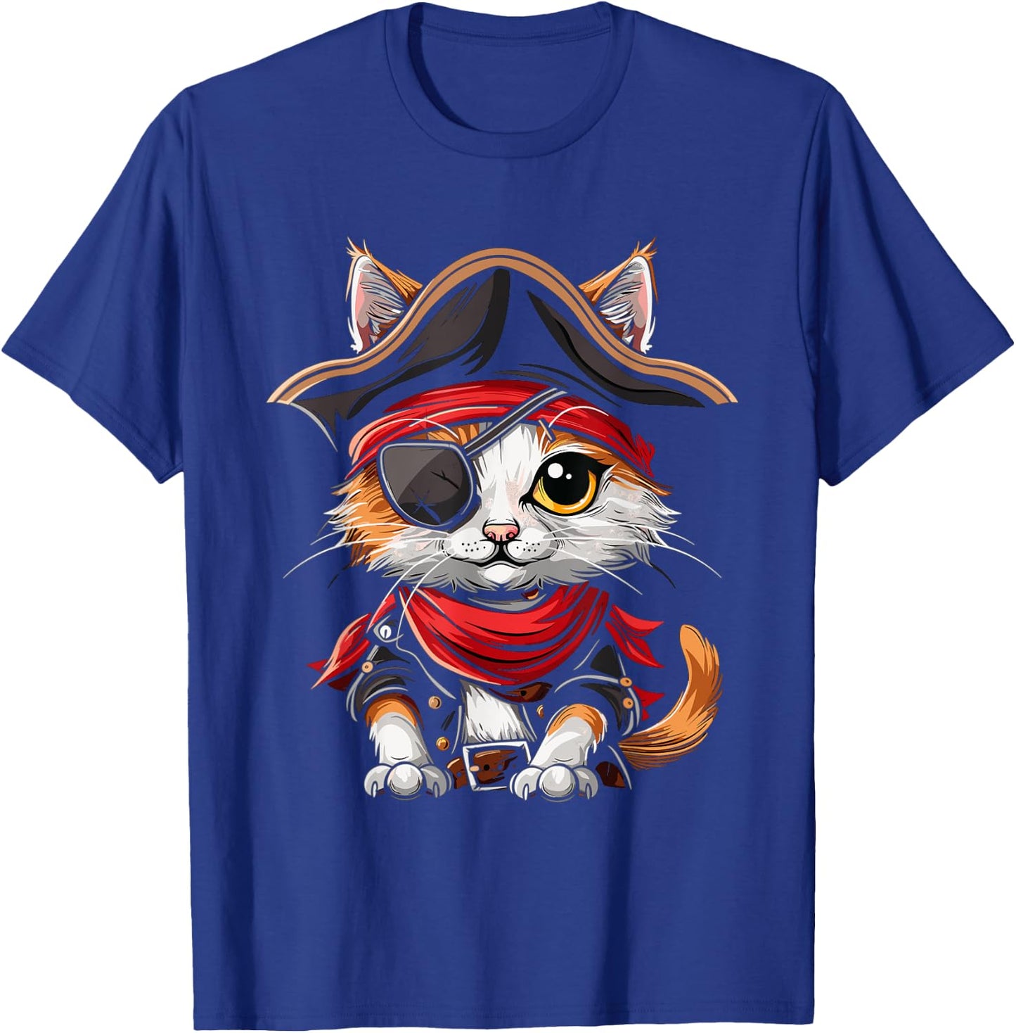 Pirate Cat Funny Halloween Kitten T-Shirt - T-Shirt | Royal