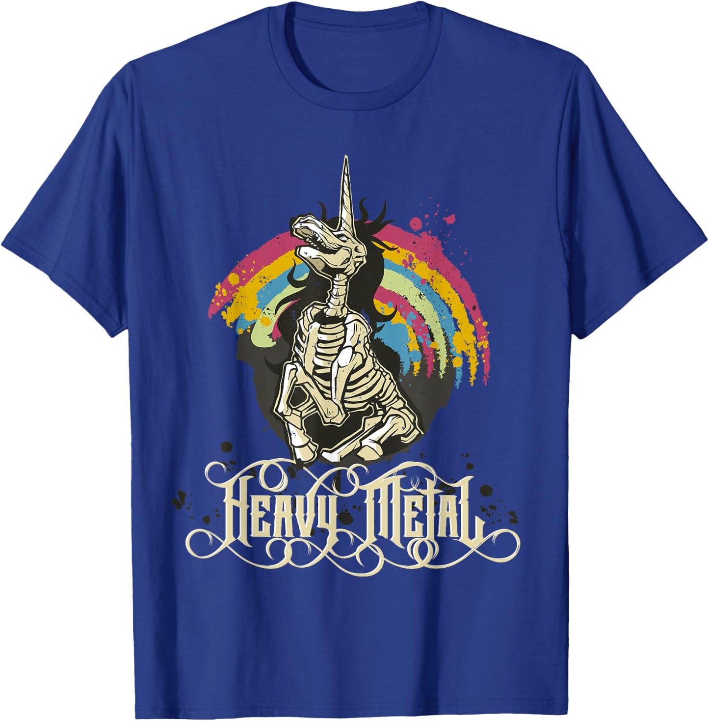 Heavy Metal Funny Skull Unicorn T-Shirt - T-Shirt | Royal