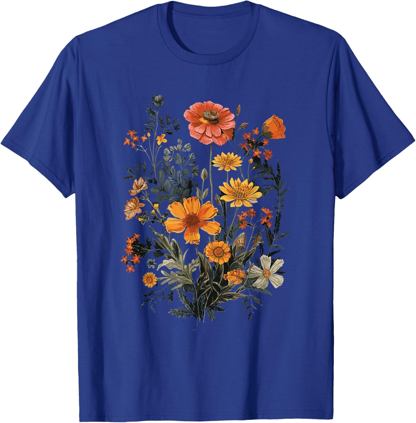 Vintage Flowers Floral Pressed Flower T-Shirt - T-Shirt | Royal