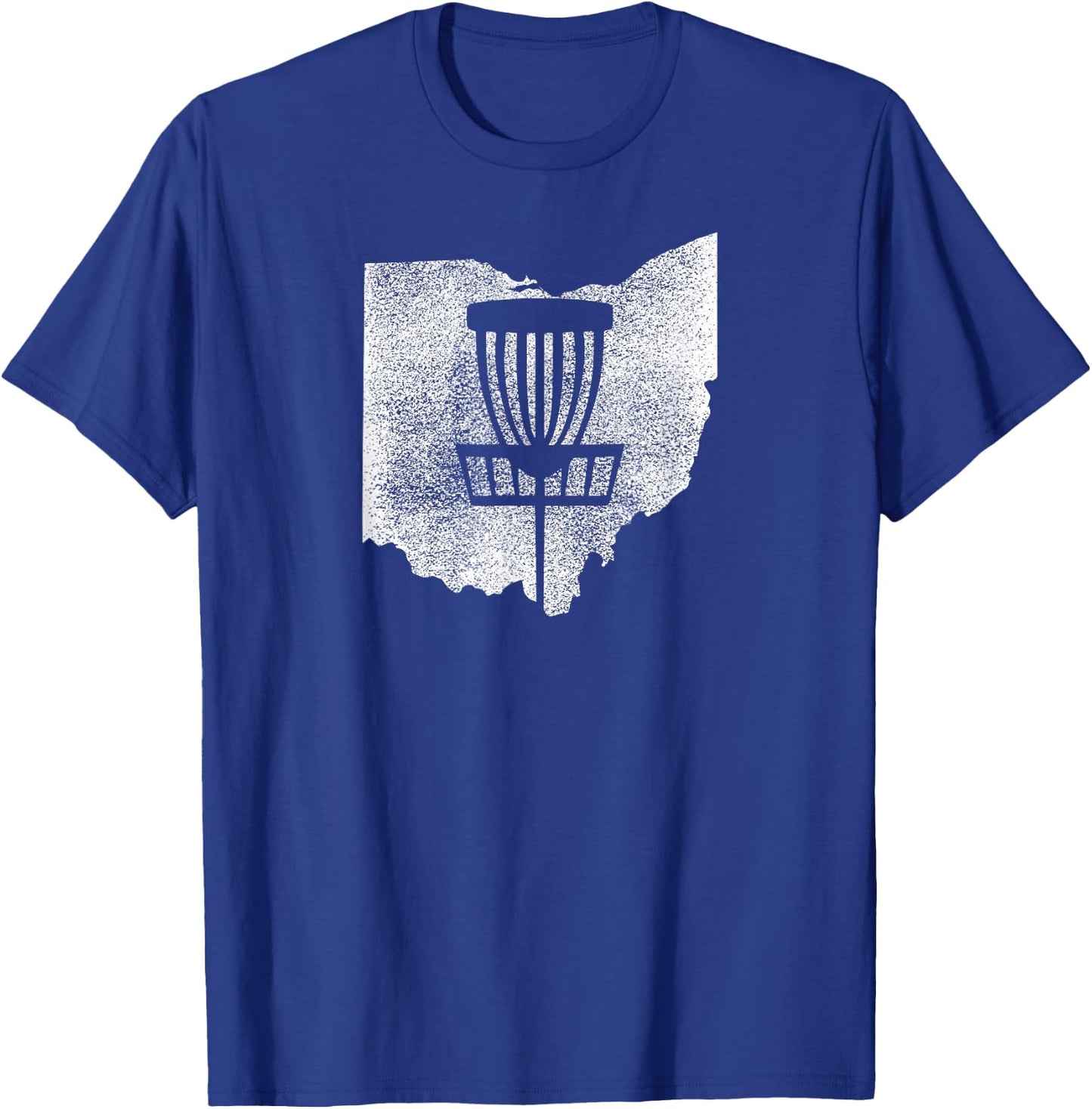 Ohio Disc Golf State with Basket Distressed Graphic T-Shirt - T-Shirt | Royal
