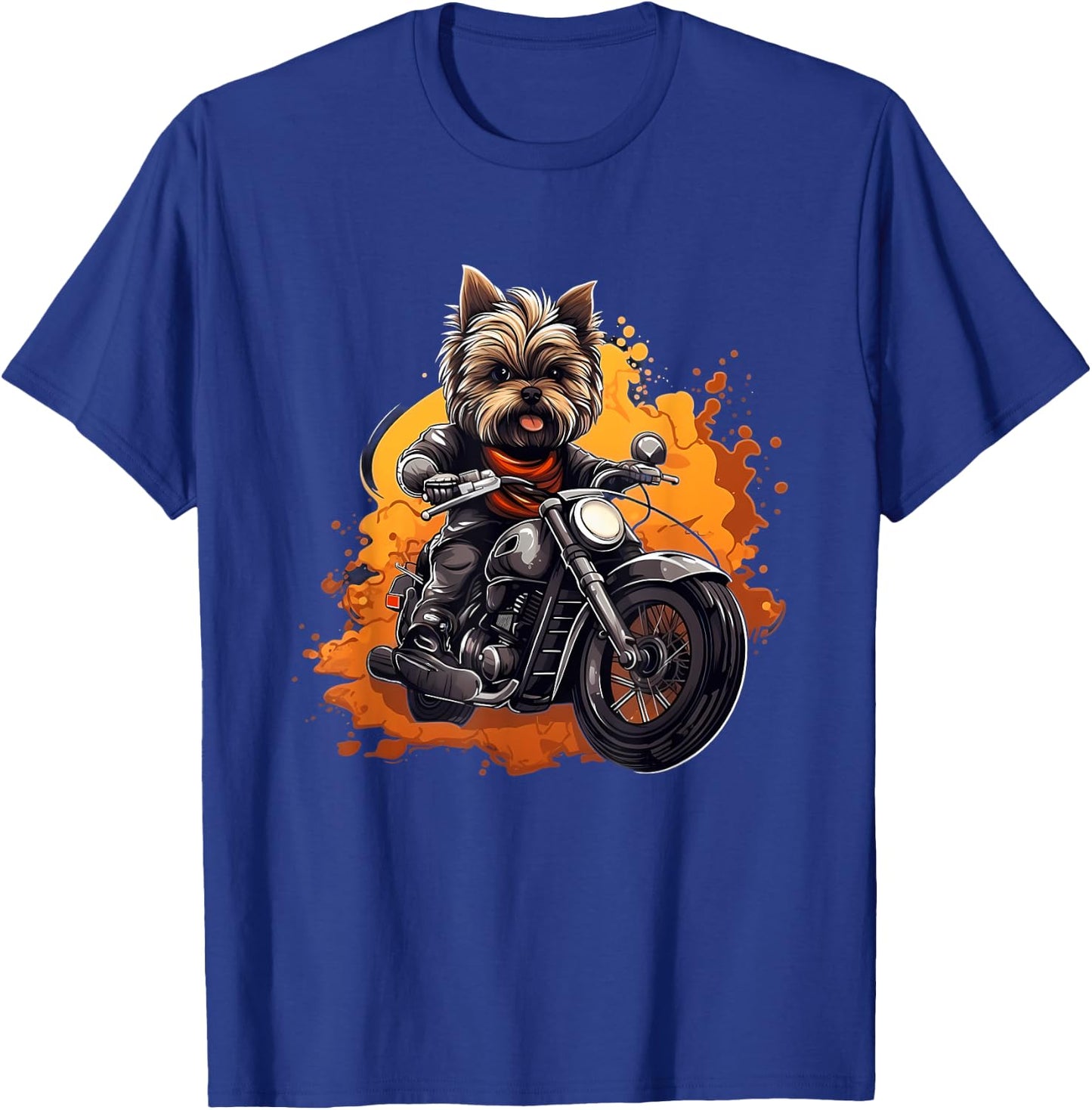 Biker Yorkie Dog Riding Motorcycle T-Shirt - T-Shirt | Royal