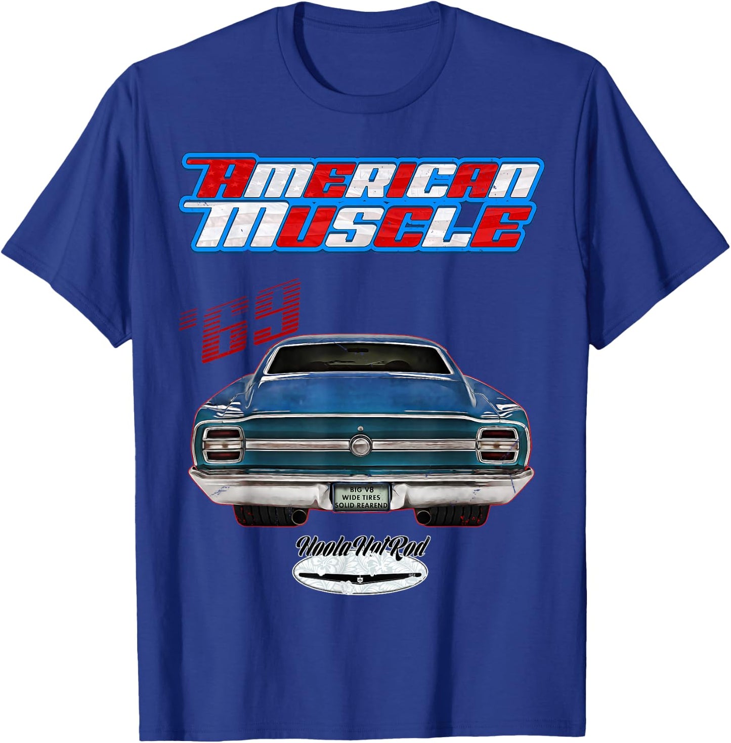 Hoola Hotrod 1969 Torino Hot Rod Muscle Car Pony Car Adult Black Cotton Polyester Small Classic Fit Pull On Short Sleeve T-Shirt - T-Shirt | Royal