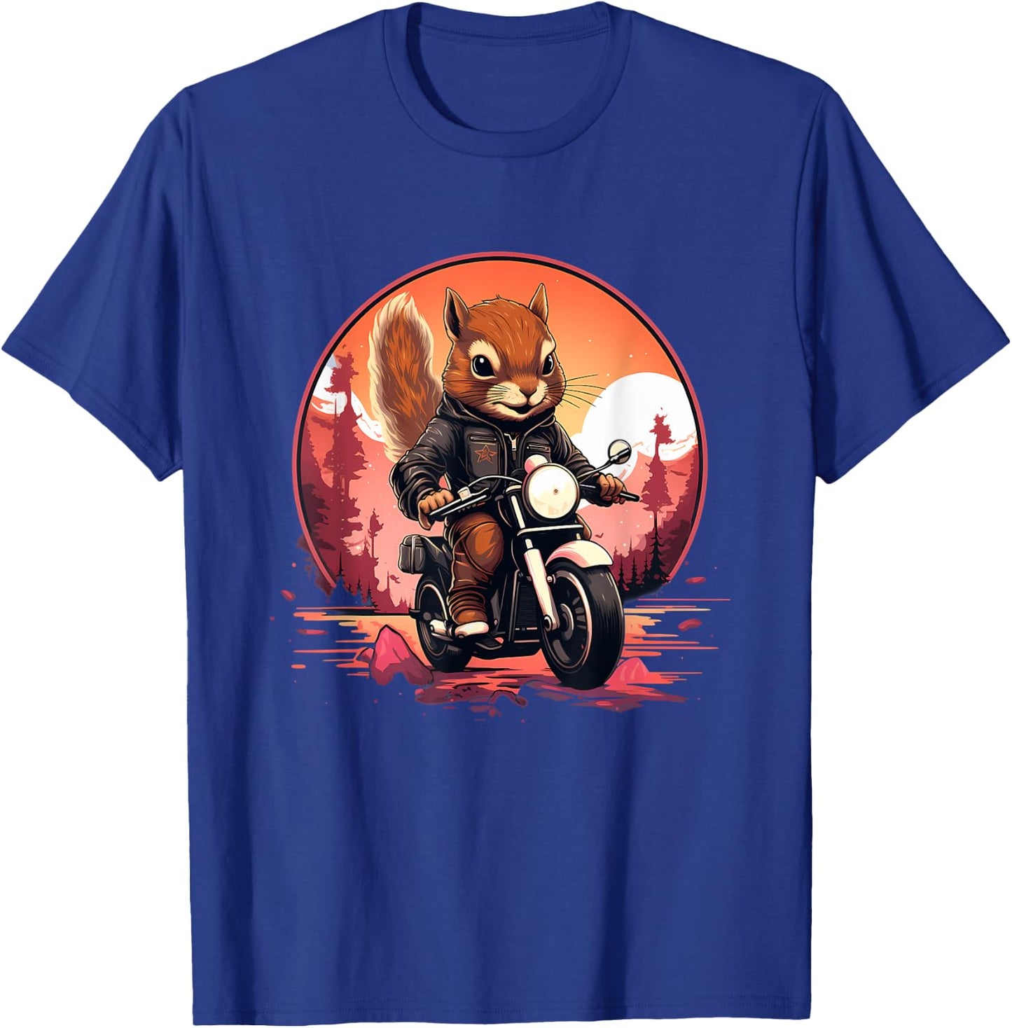 Biker Squirrel Riding Motorcycle T-Shirt - T-Shirt | Royal