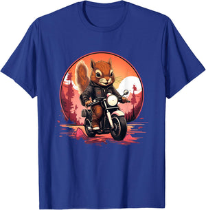Biker Squirrel Riding Motorcycle T-Shirt - T-Shirt | Royal