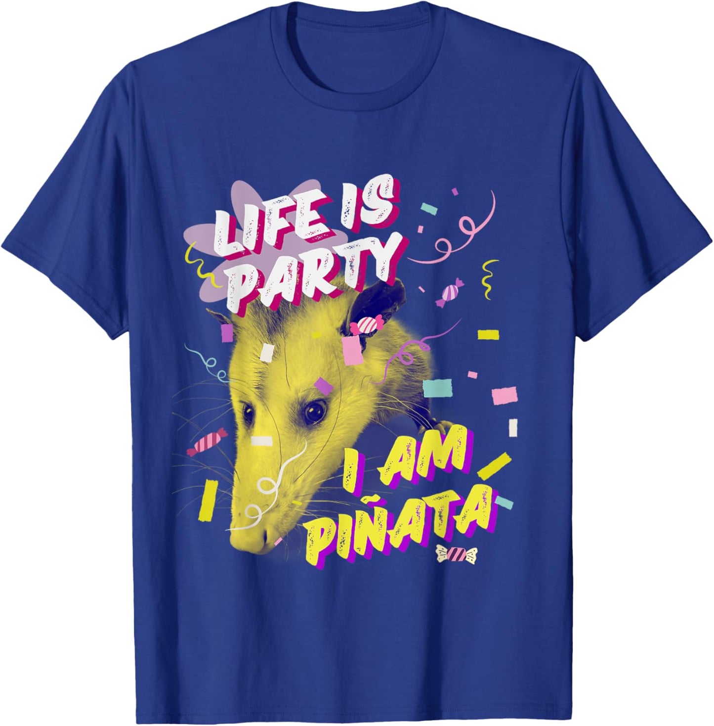 Life Is Party I Am Piñata Funny Opossum Mental Health Meme T-Shirt - T-Shirt | Royal