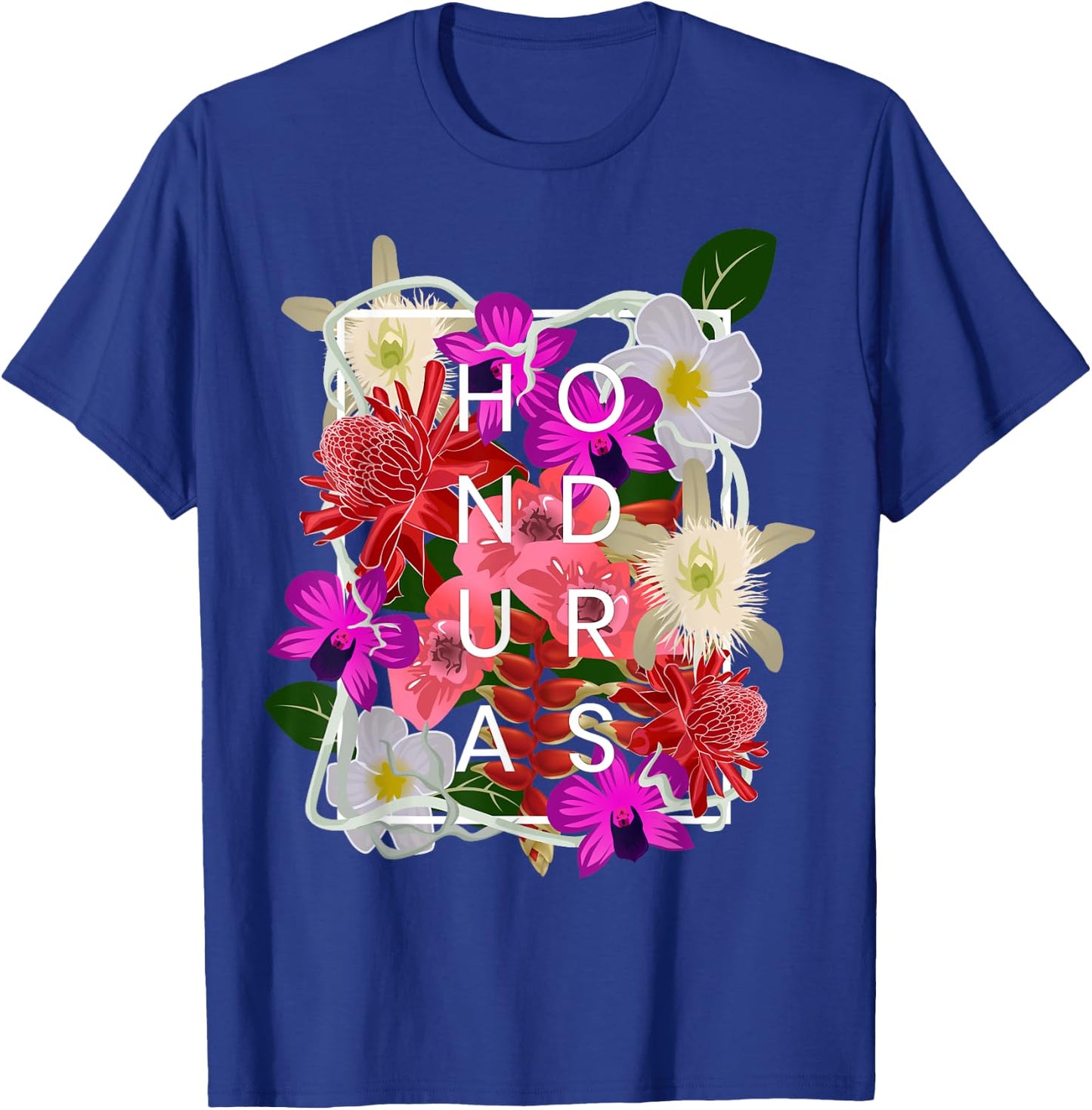 Flowers of Honduras Word Art - Honduran Pride T-Shirt - T-Shirt | Royal