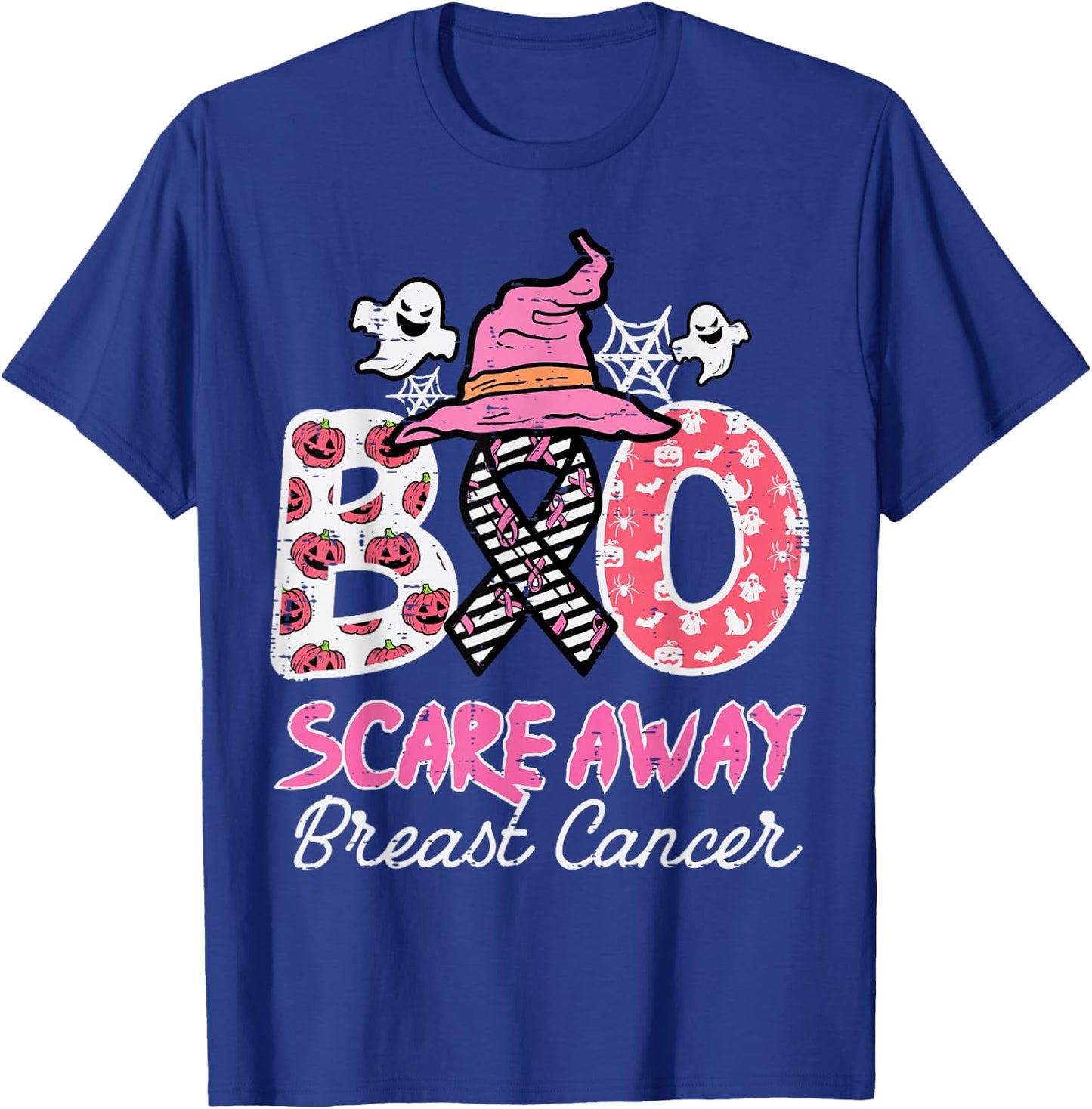 Halloween Boo Scare Breast Cancer Awareness Men Women Kids T-Shirt - T-Shirt | Royal