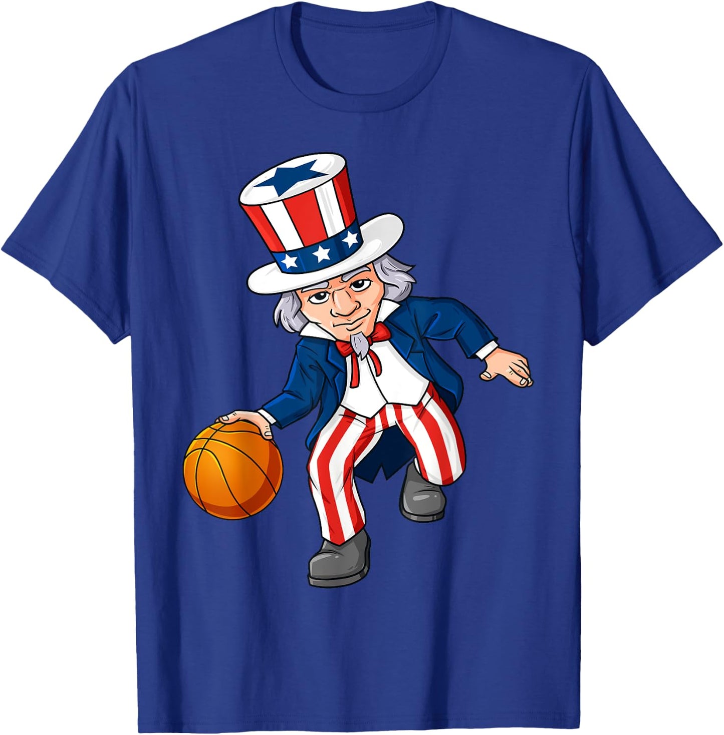 Basketball Uncle Sam 4th Of July Boys Kids Teens Dribble T-Shirt - T-Shirt | Royal