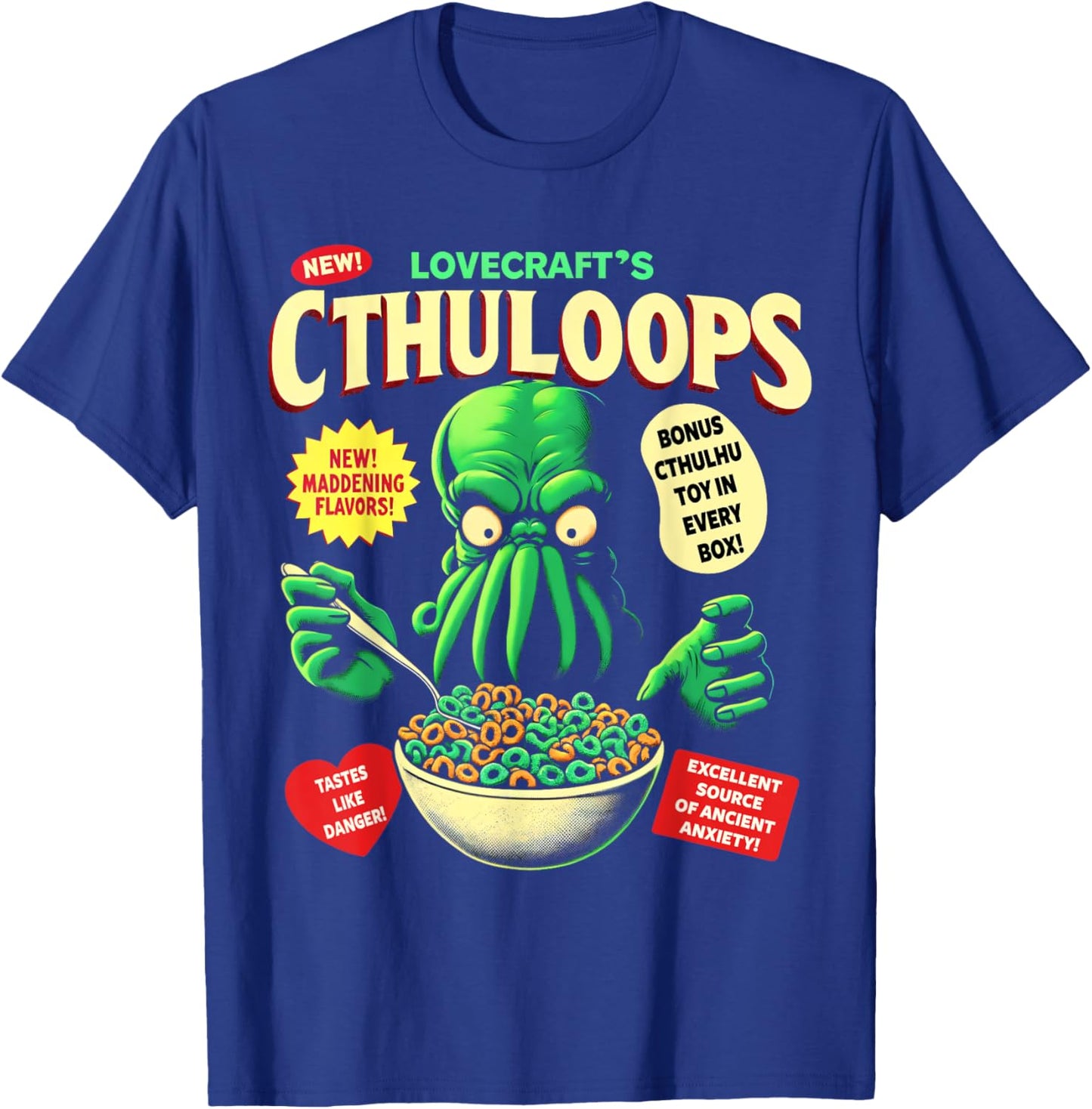 Cthuloops Cereal Parody for Horror Fans - Cthulhu T-Shirt - T-Shirt | Royal