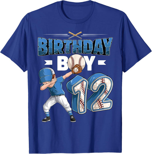 dabbing boy 12 year old Baseball Player 12th birthday party T-Shirt - T-Shirt | Royal