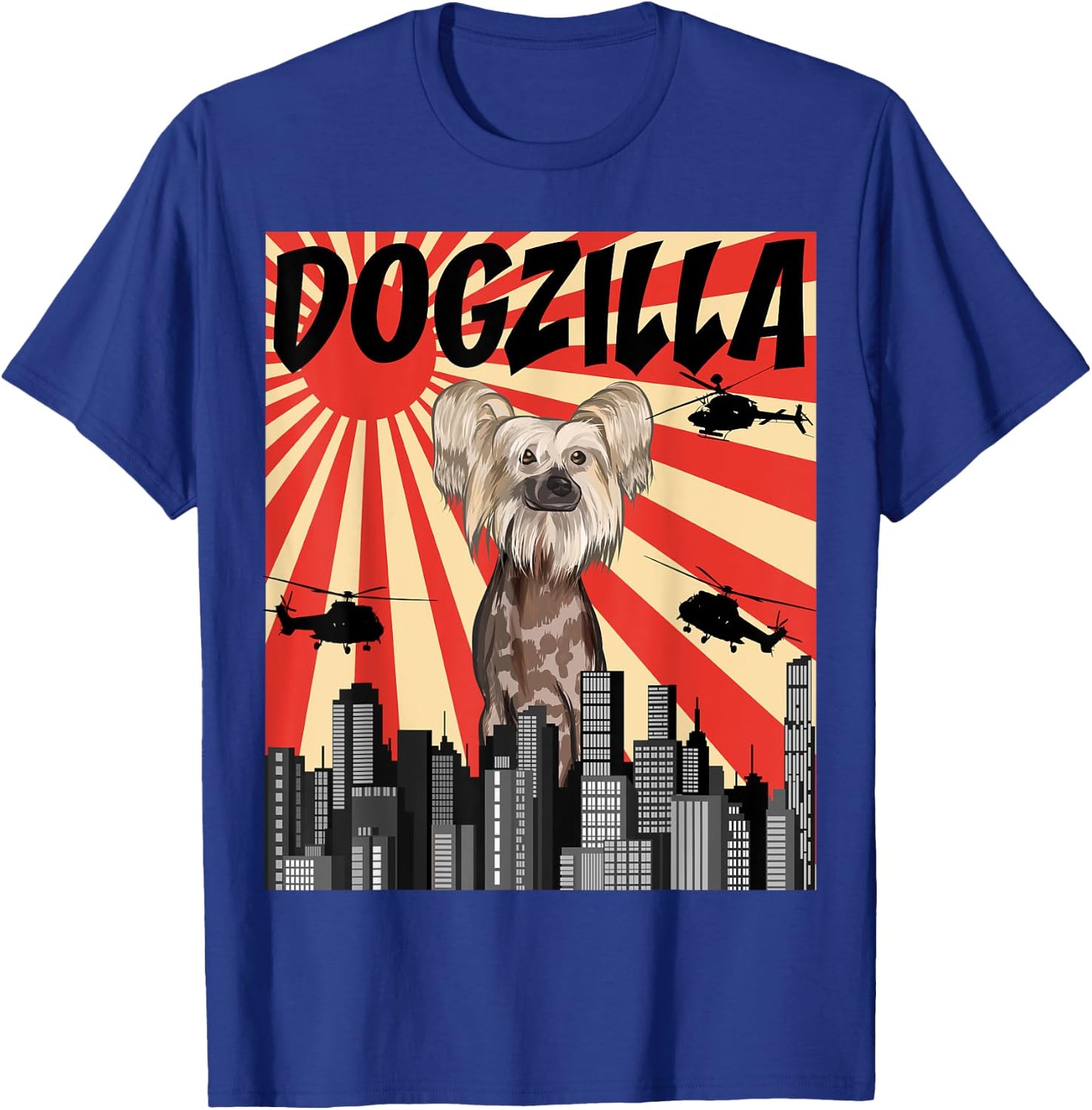 Funny Retro Japanese Dogzilla Chinese Crested T-Shirt - T-Shirt | Royal
