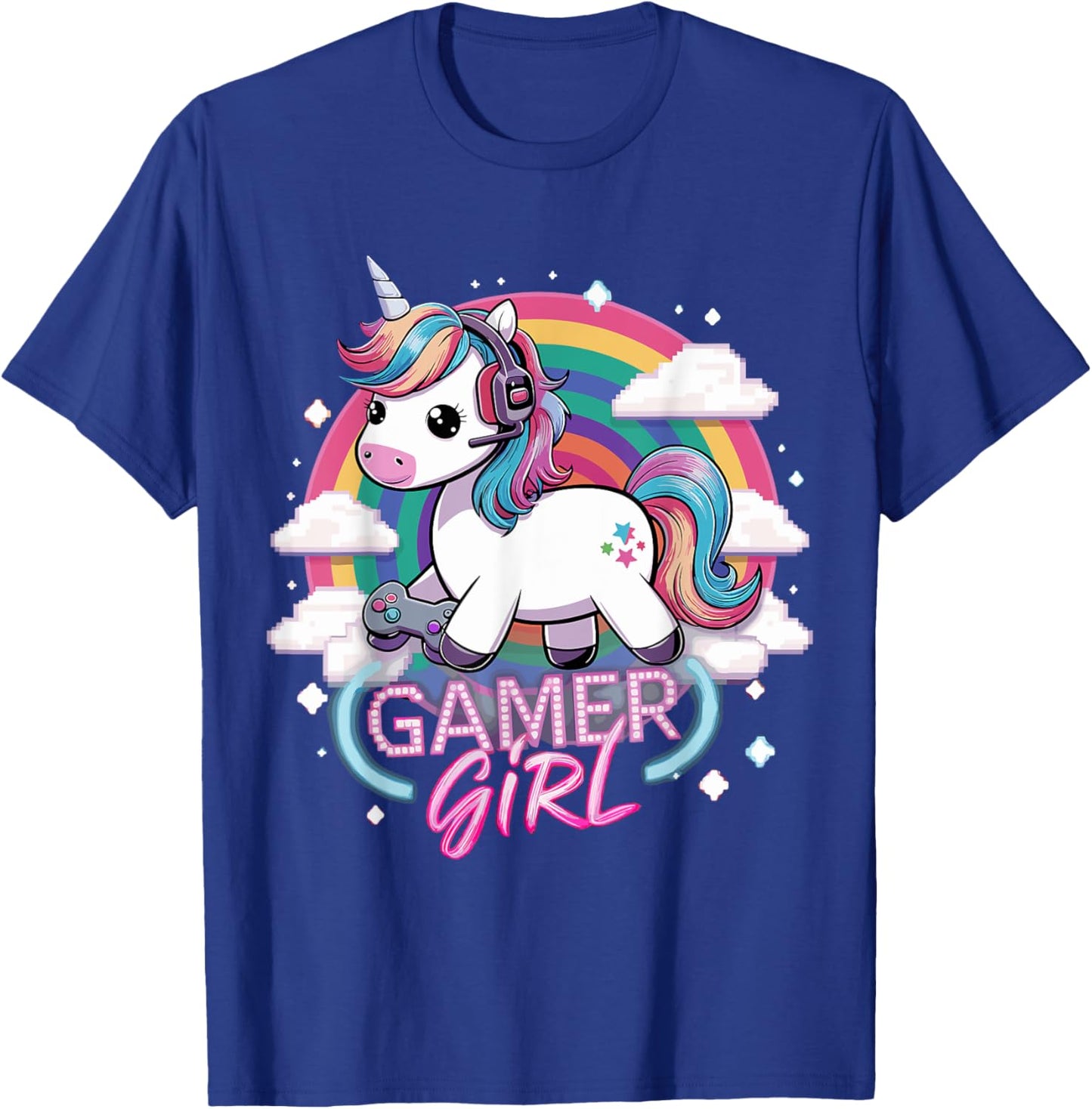 Gamer Girl Unicorn Gaming Cute Video Game T-Shirt - T-Shirt | Royal