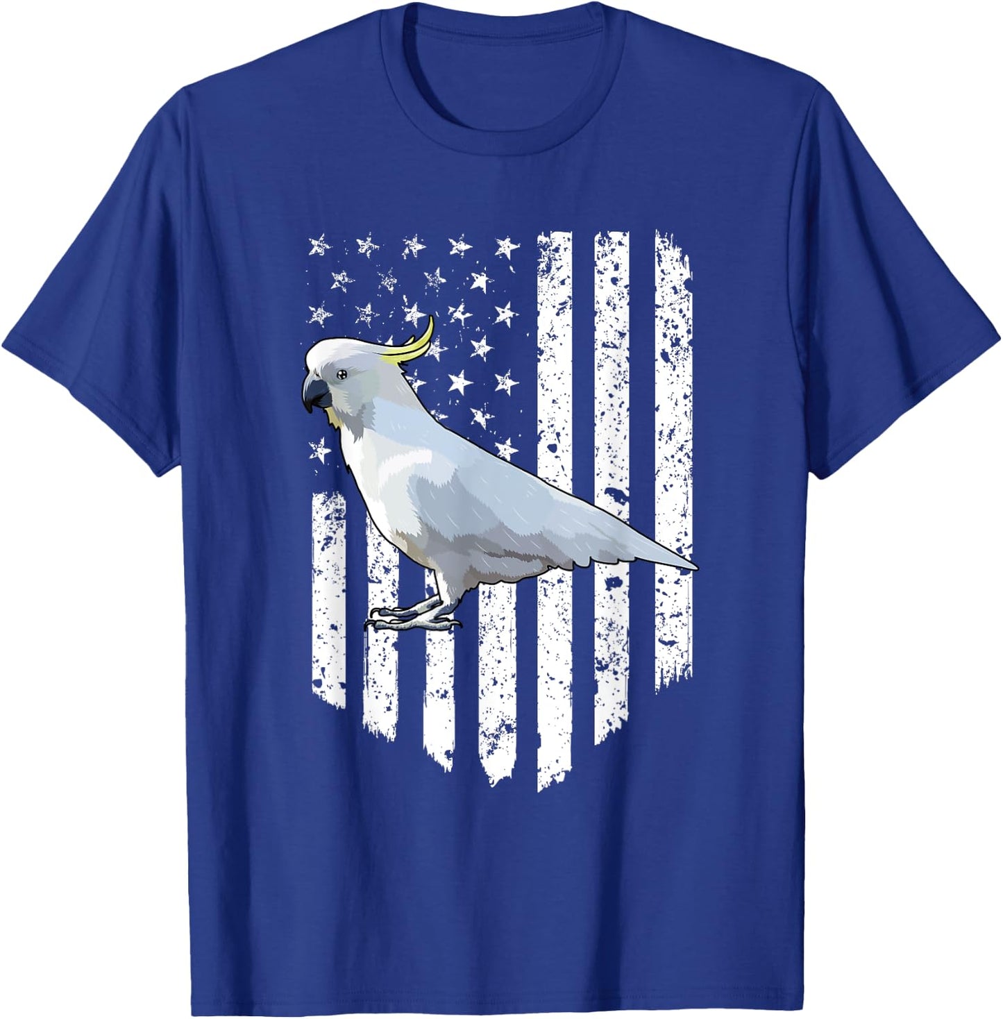 White American Flag Cockatoo Bird 4th Of July T-Shirt - T-Shirt | Royal