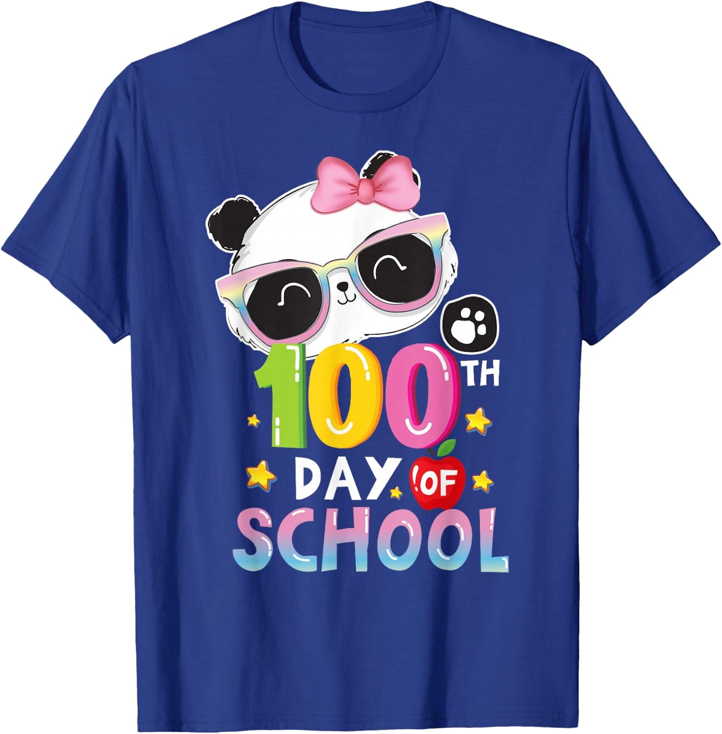 100th Day Of School Panda Virtual Learning Teacher Boy Girls T-Shirt - T-Shirt | Royal