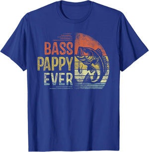 Bass Pappy Ever Fishing Gifts Pappy Birthday Vintage , Small, Black T-Shirt - T-Shirt | Royal
