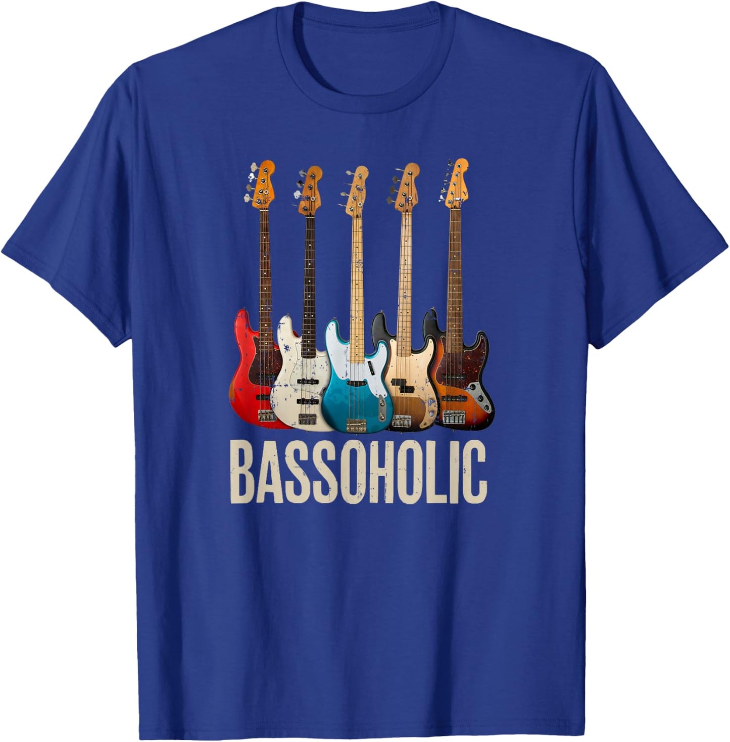 Bassoholic Gift Collector Bass Guitar Player Bassist T-Shirt - T-Shirt | Royal