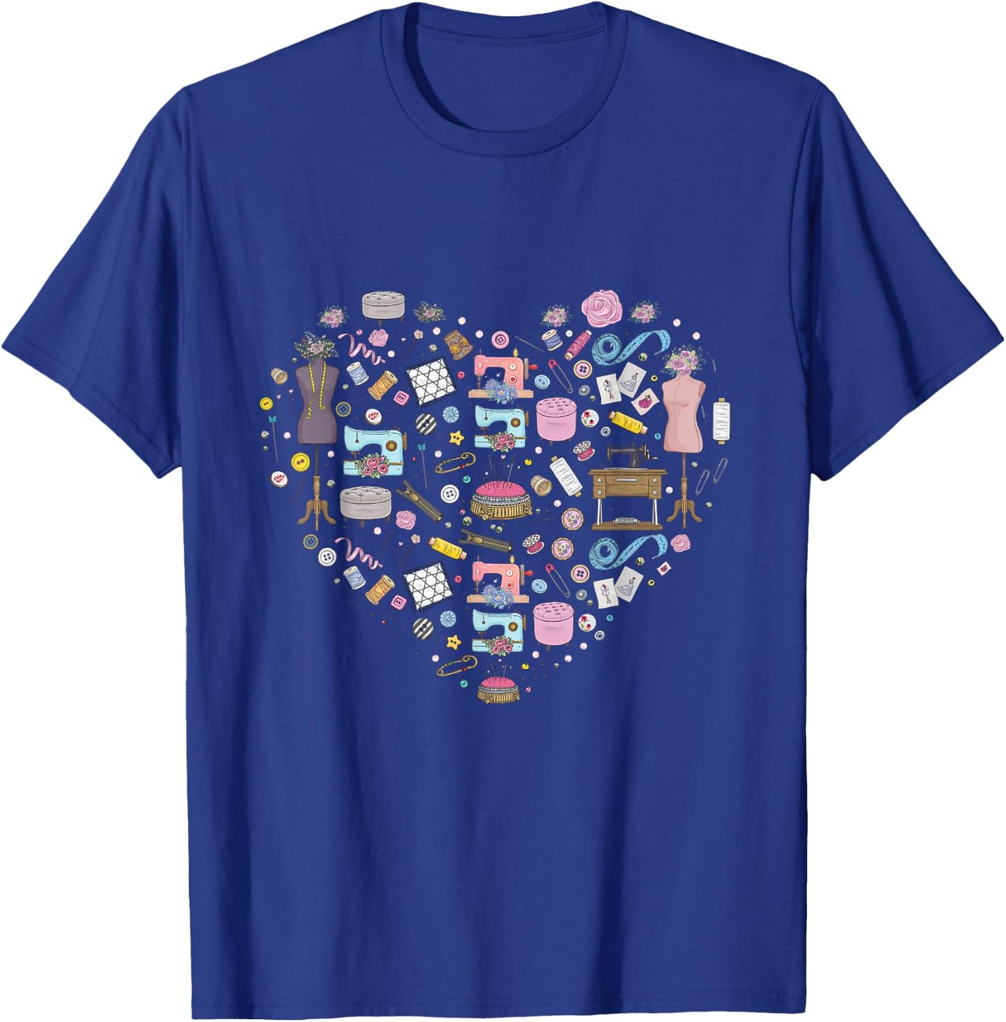 Sewing Quilting Machine Quilters Gift Sewing Lover Heart T-Shirt - T-Shirt | Royal