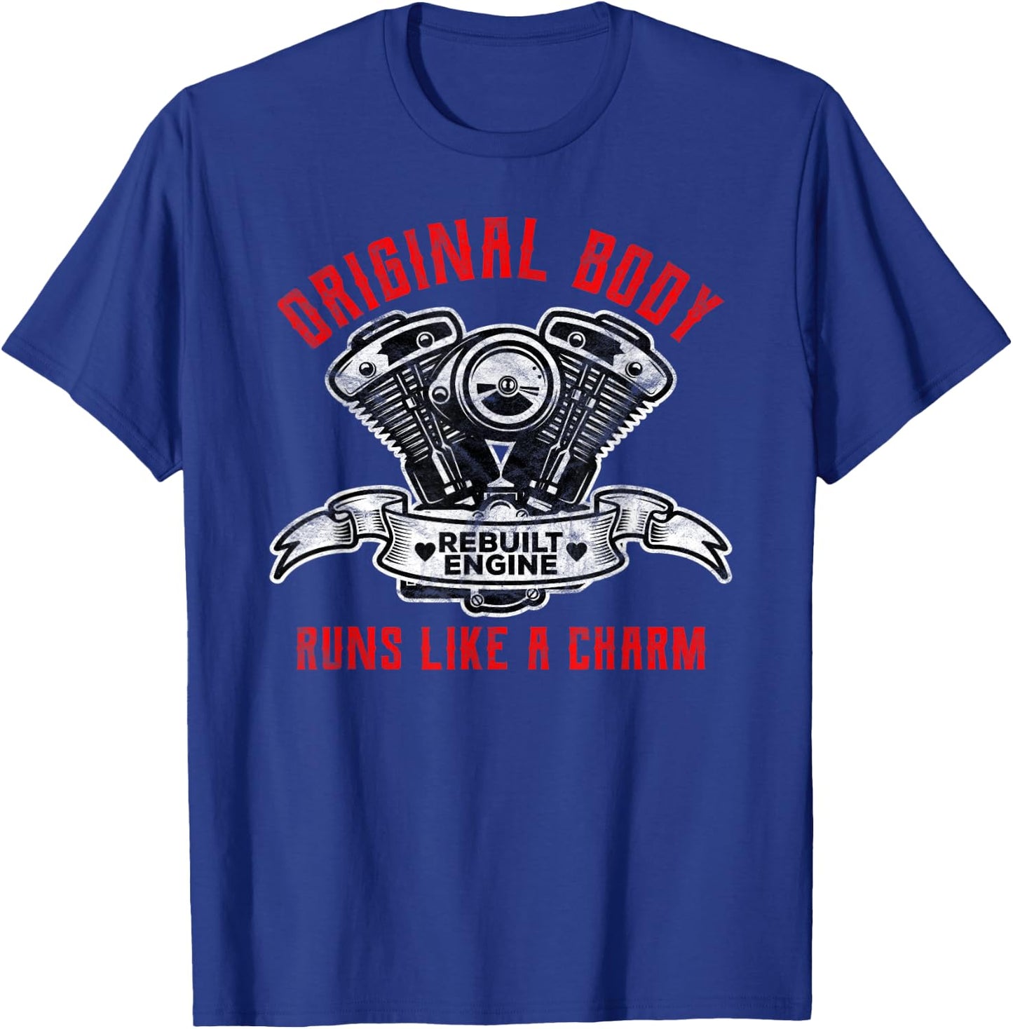 Open Heart Surgery Gifts Original Body Rebuilt Engine T-Shirt - T-Shirt | Royal
