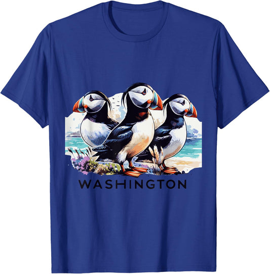 Puffins Tufted Washington State Birds adorable T-Shirt - T-Shirt | Royal