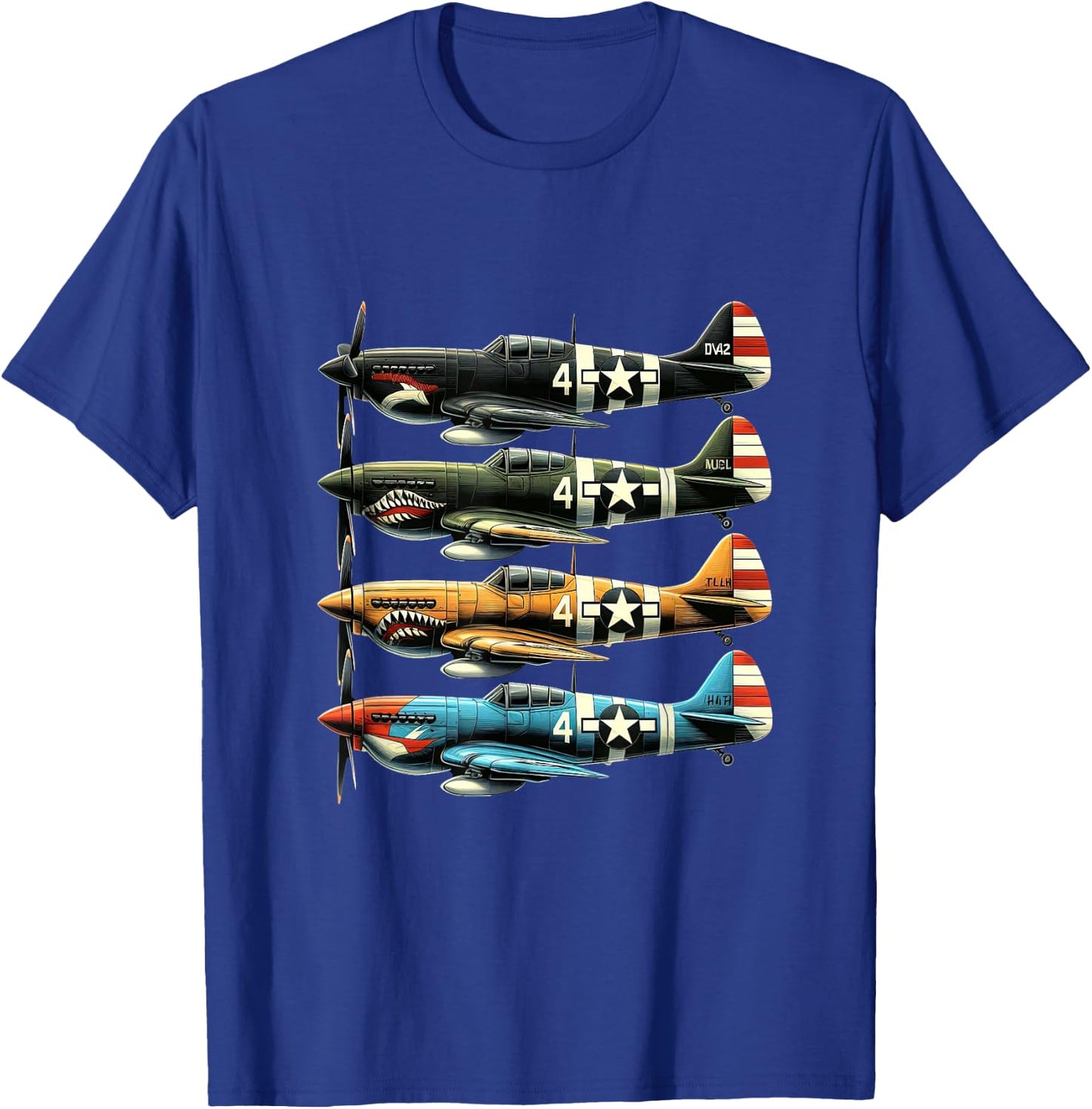 WW2 Planes P40 Warhawk Nose Art T-Shirt - T-Shirt | Royal