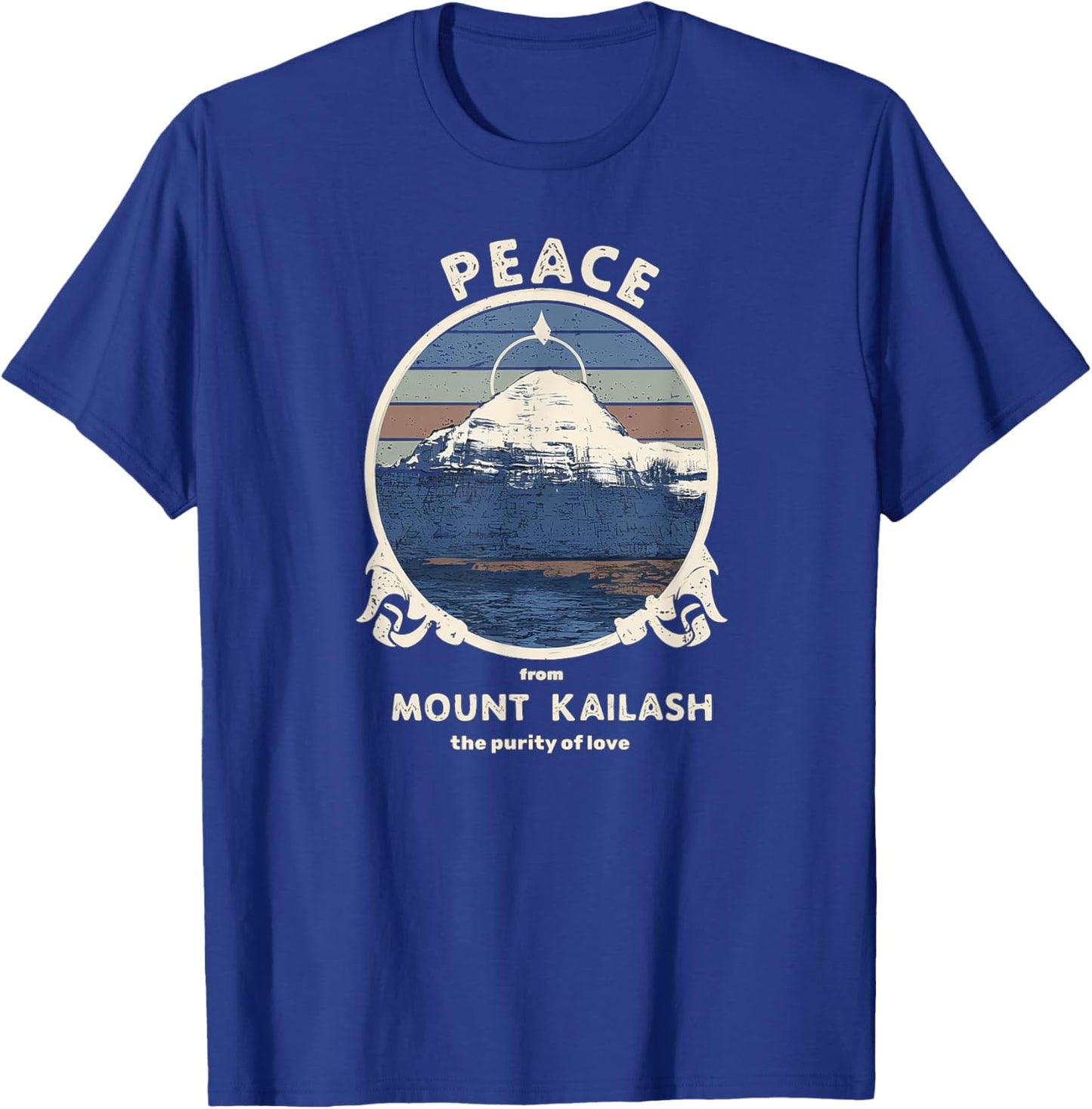 Mount Kailash Peace, Purity of Love Meditation Retro Print T-Shirt - T-Shirt | Royal