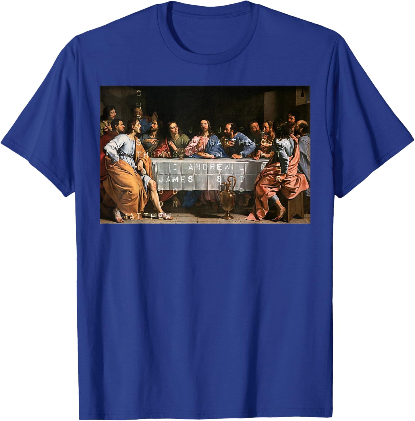 The Lord Jesus Christ with 12 Apostles on The Lord's Supper T-Shirt - T-Shirt | Royal
