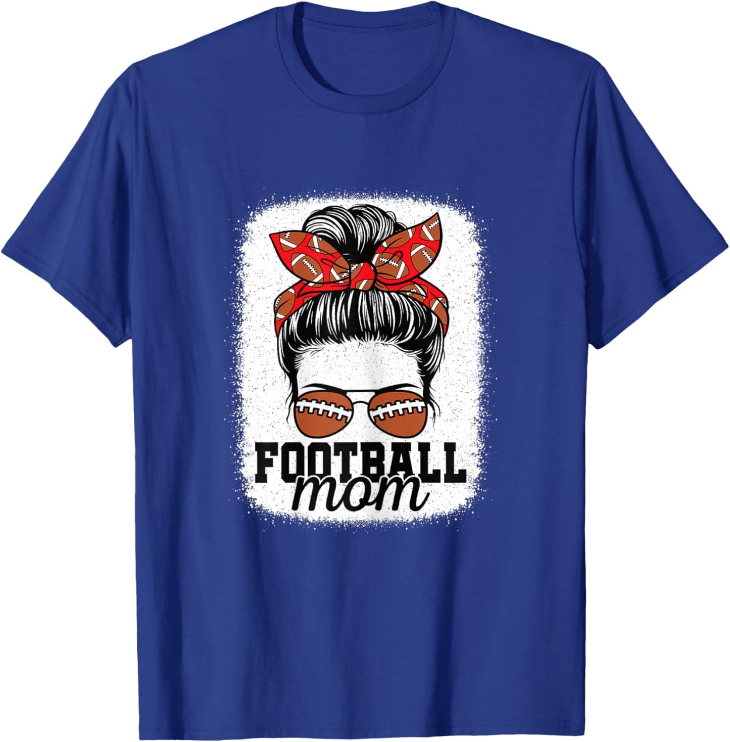 Cute Football Mom Messy Bun American Football Player Women T-Shirt - T-Shirt | Royal