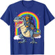 Dachshund Riding Dinosaur T-rex Gifts Boys Kids Men Rainbow T-Shirt - T-Shirt | Royal