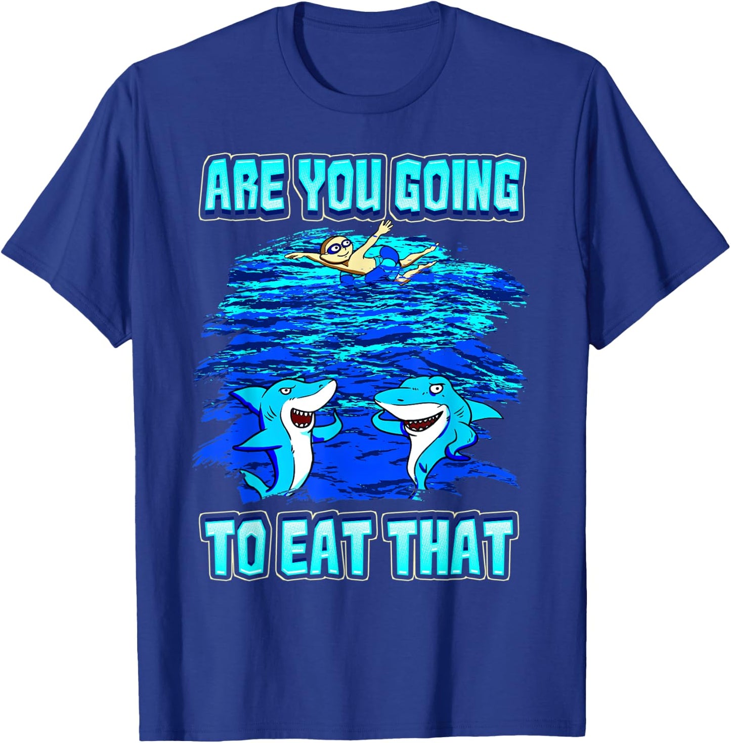 Shark Humor Ocean Swimmers Beware Funny Shark T-Shirt - T-Shirt | Royal