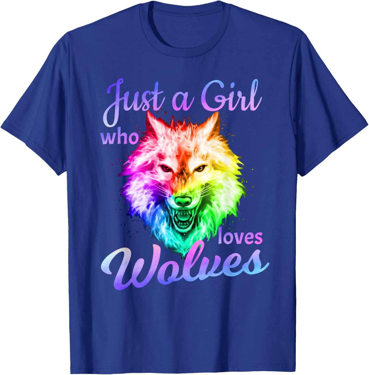Just a Girl Who Loves wolves - Moon Wolf Shirt Girls Women T-Shirt - T-Shirt | Royal