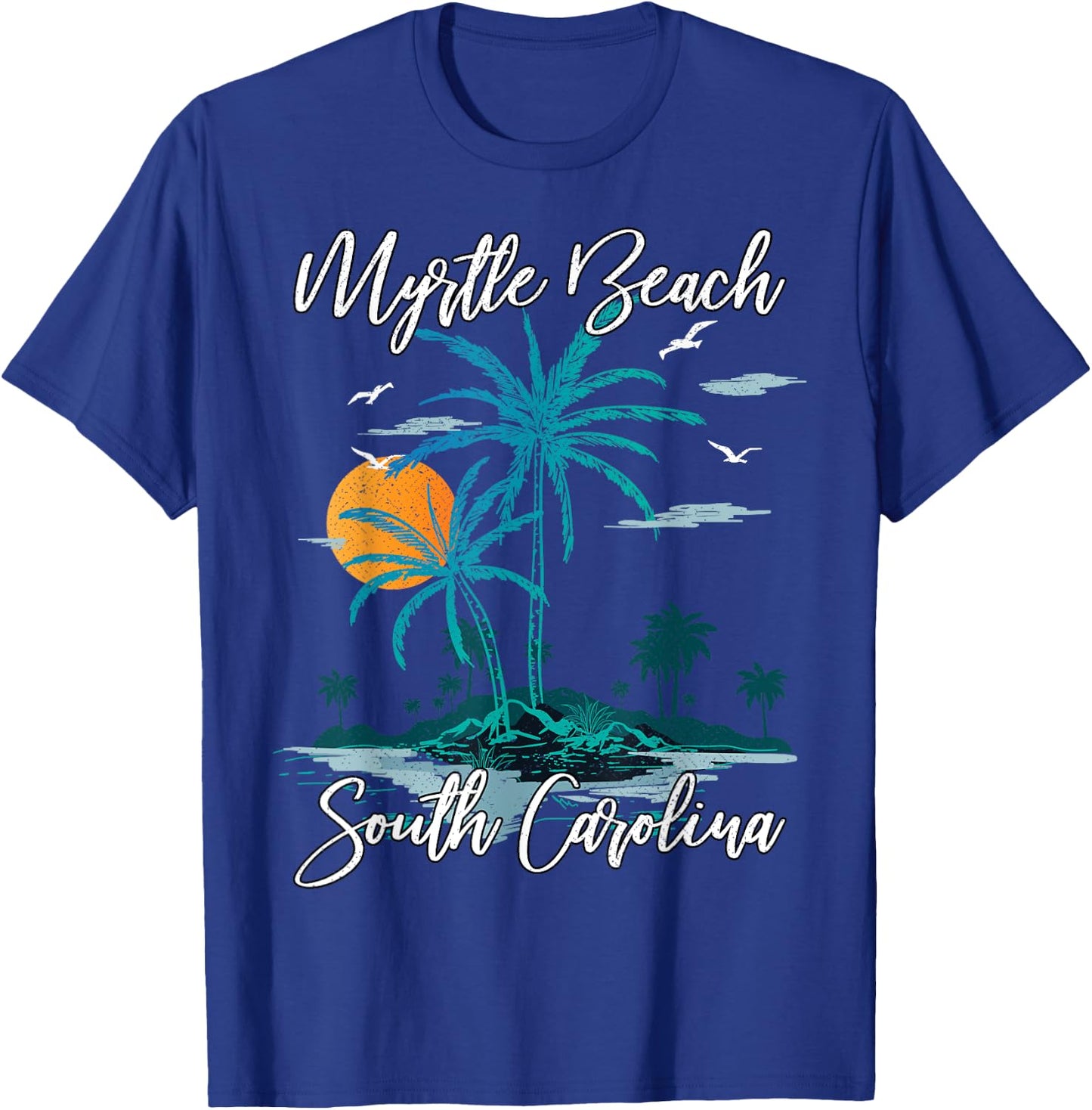 Family Vacation Retro Sunset South Carolina Myrtle Beach T-Shirt - T-Shirt | Royal