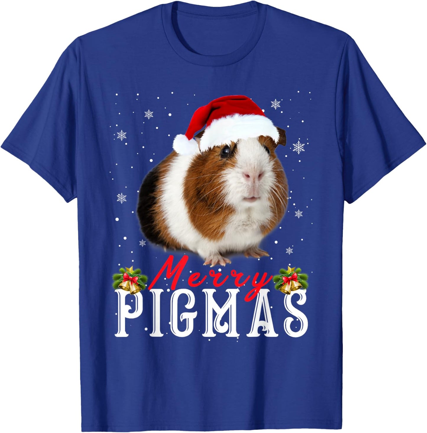 Merry Pigmas Face Mask Funny Guinea Pig Christmas Santa Xmas T-Shirt - T-Shirt | Royal