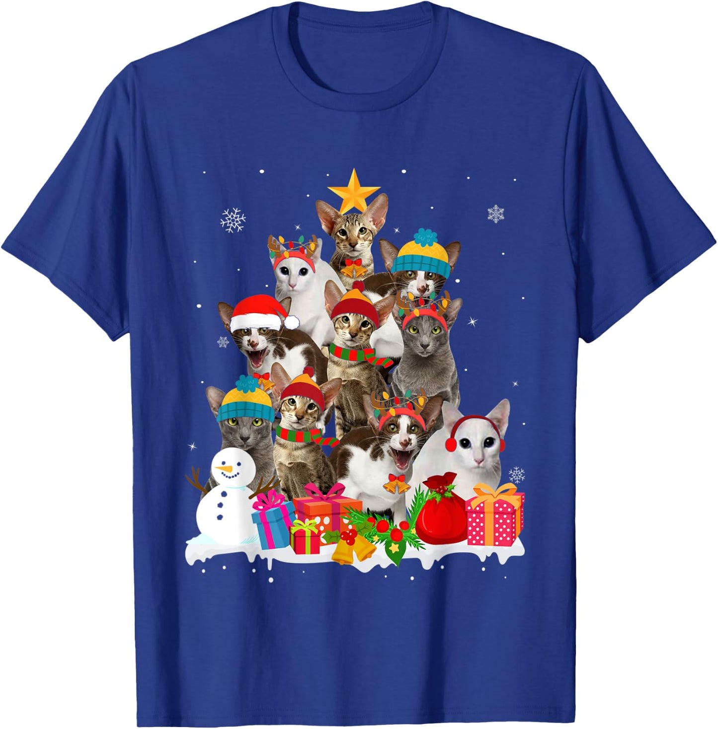 Funny Oriental Shorthair Christmas Tree Pet Cat Lover Gift Men Women Kids T-Shirt - T-Shirt | Royal