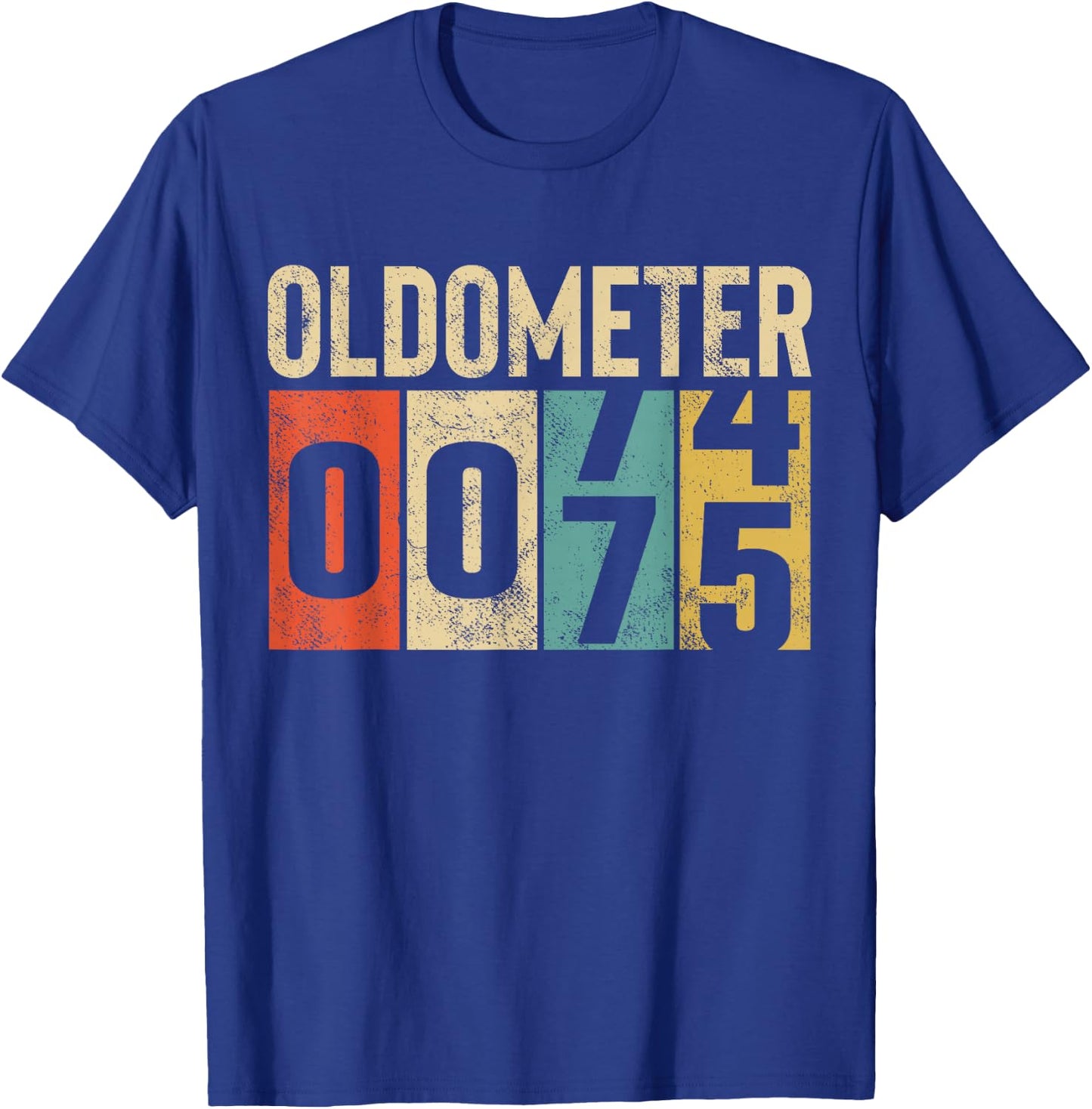 Funny 75 Years Old Oldometer Vintage 75th Birthday Odometer T-Shirt - T-Shirt | Royal