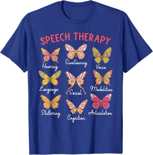 Speech Therapy Butterfly SLP Speech Language Pathologist T-Shirt - T-Shirt | Royal