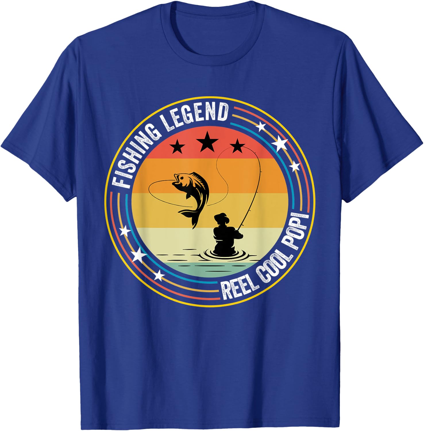Retro Vintage Reel Cool Popi Fishing Legend Gift T-Shirt - T-Shirt | Royal