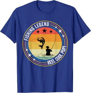 Retro Vintage Reel Cool Popi Fishing Legend Gift T-Shirt - T-Shirt | Royal