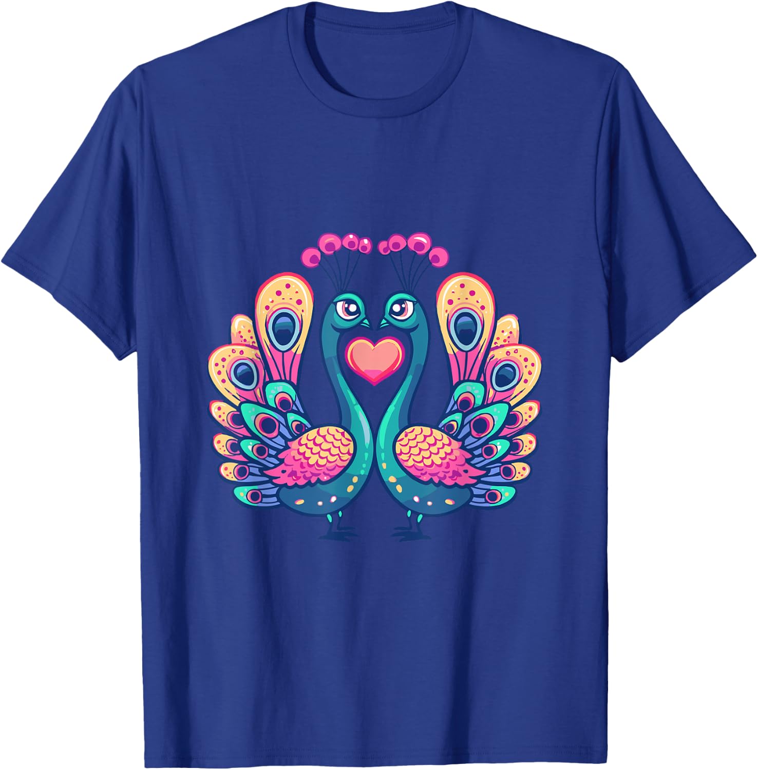 Cute Peacock Love Couple | Valentines Day T-Shirt - T-Shirt | Royal