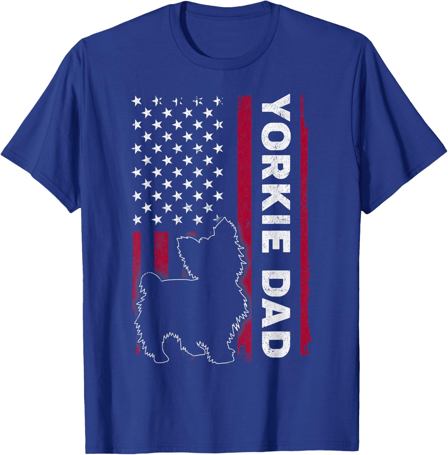 Yorkie Dog Vintage US American Flag Yorkie Dad Fathers Day T-Shirt - T-Shirt | Royal