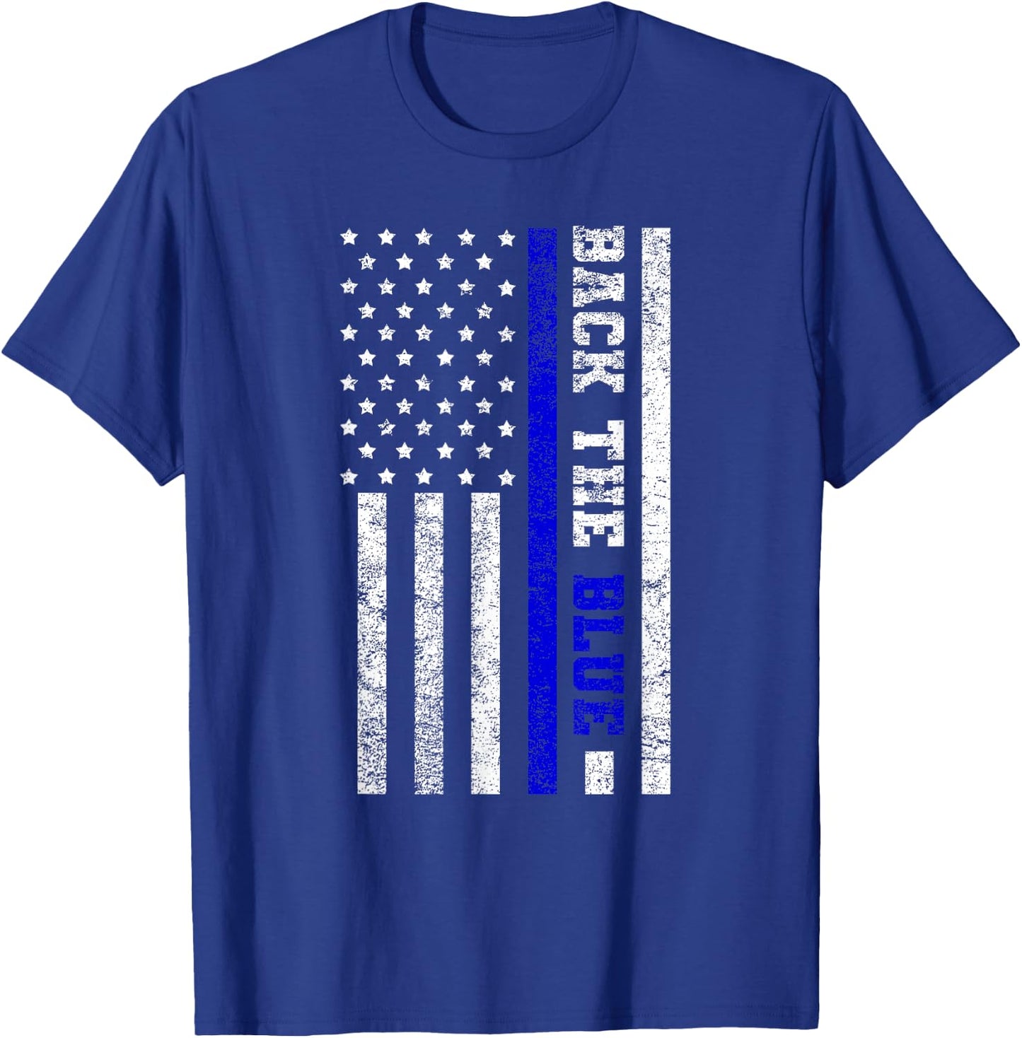 Back The Blue USA Flag Blue Line United States Police Gift T-Shirt - T-Shirt | Royal
