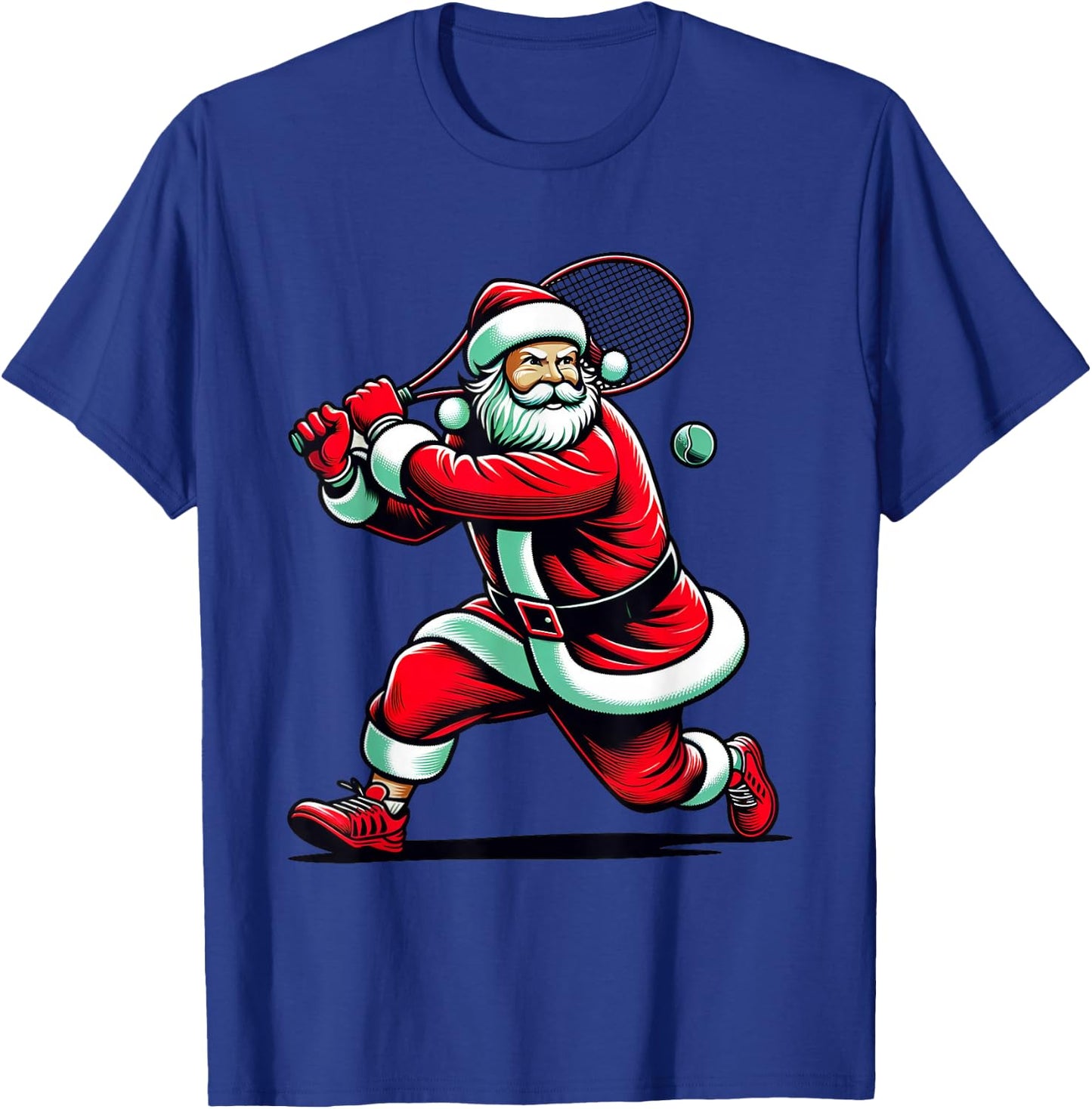 Christmas Sports Santa Playing Tennis Xmas Women Men & Kids T-Shirt - T-Shirt | Royal