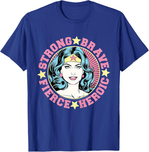 Kids DC Comics Wonder Woman Strong Brave Fierce Heroic T-Shirt - T-Shirt | Royal