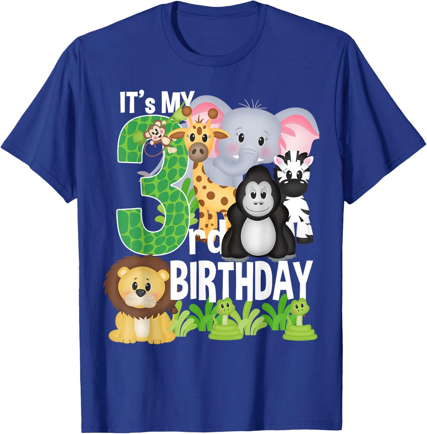 It's My 3rd Birthday Party Jungle Safari Zoo Theme Bday T-Shirt - T-Shirt | Royal