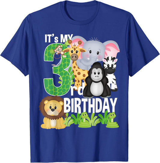 It's My 3rd Birthday Party Jungle Safari Zoo Theme Bday T-Shirt - T-Shirt | Royal