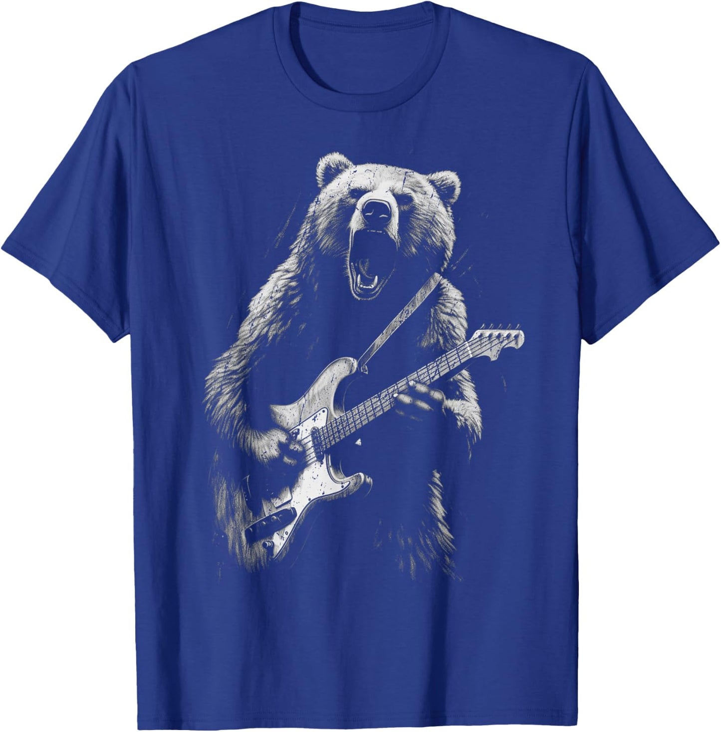 Rock Bear Playing Guitar - Funny Guitar Bear Music T-Shirt - T-Shirt | Royal