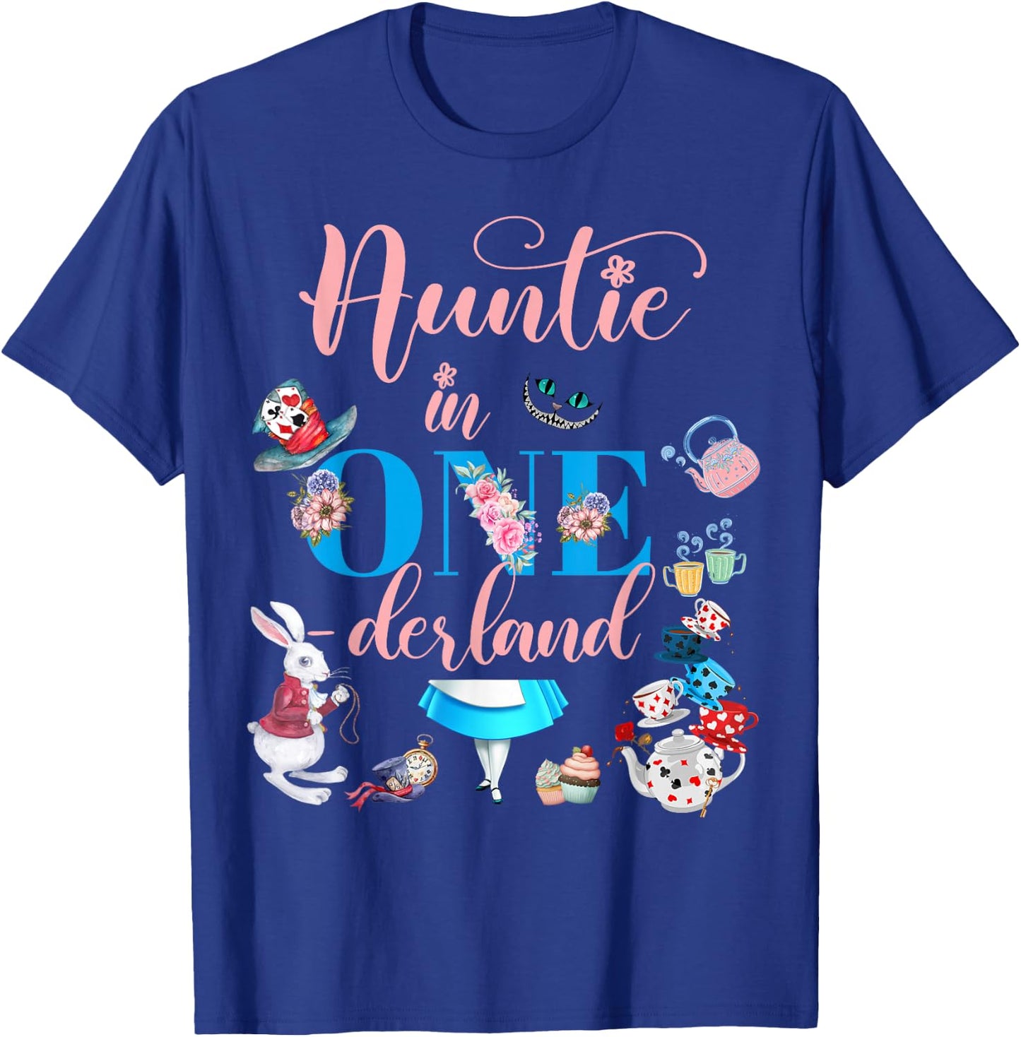 Alice in ONEderland Family Auntie Of The Birthday Girl T-Shirt - T-Shirt | Royal