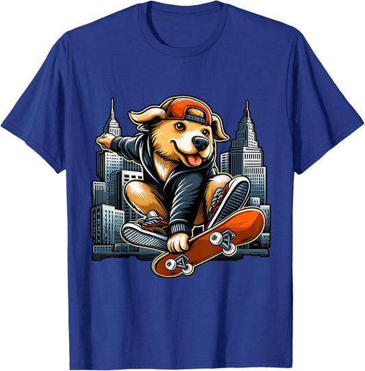 Skateboarding Dog Cool Skater Pup Women Kids T-Shirt - T-Shirt | Royal