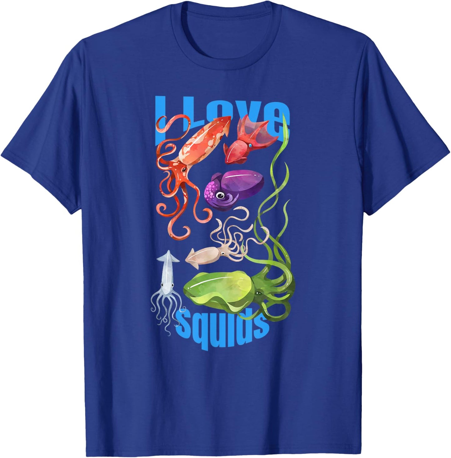 I Love Squids octopus cephalopod ocean summer kawaii cute Men Women Girls Kids T-Shirt - T-Shirt | Royal