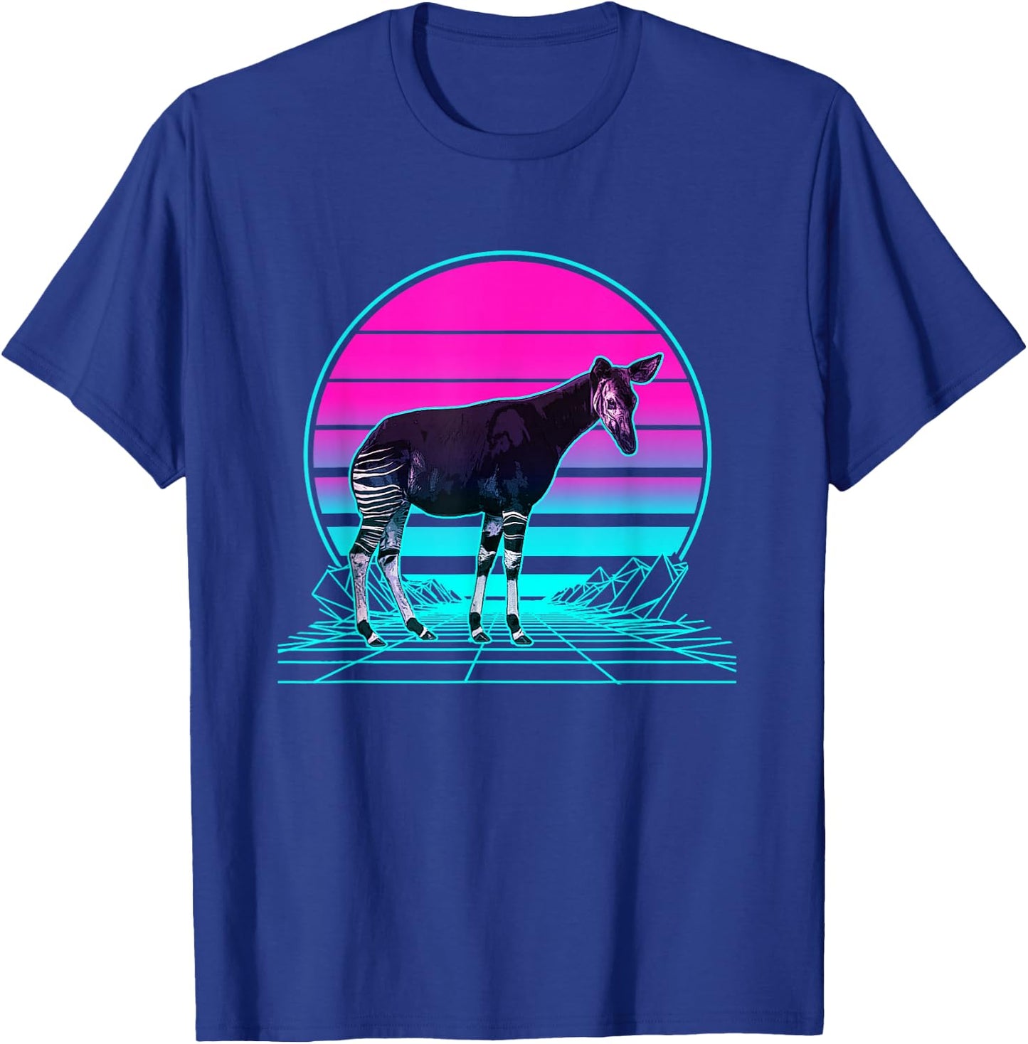 Vintage Retro Sunset Okapi T-Shirt - T-Shirt | Royal